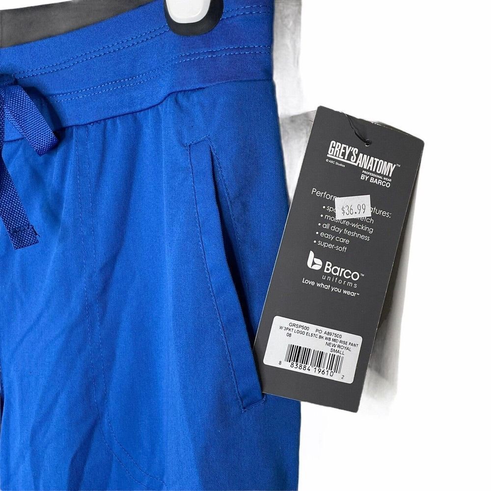 𝅺nwt Grey’s Anatomy by Barco Royal Blue Scrub Stretch Pants S - Picture 5 of 7